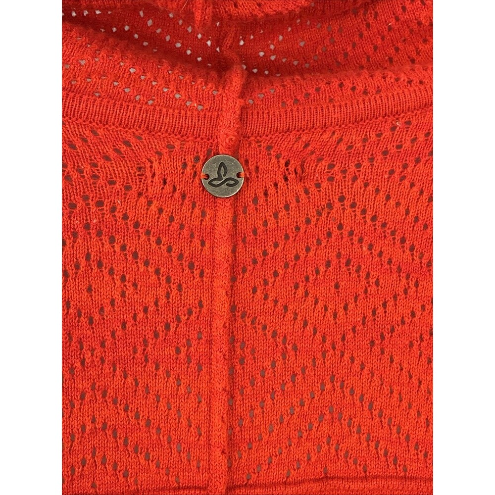 prAana Cedar Cowl Neck Cotton Wool Open Knit Pullover Sweater Orange Red Small - Picture 9 of 14